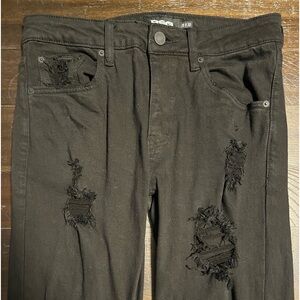 RSQ Distressed Black Ripped Denim Jeans 28 x 30